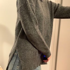 Oversized crew neck sweater in dark gray